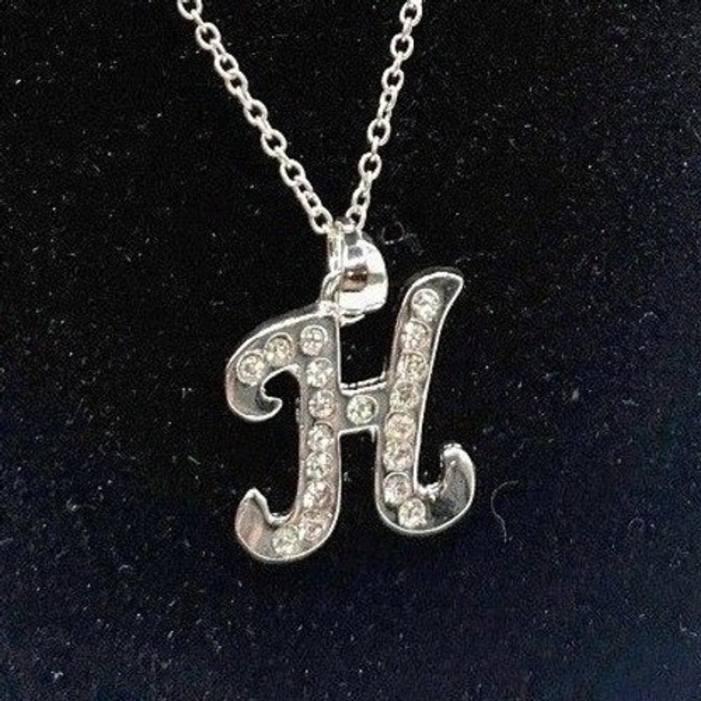 Newโ Silver Tone Initial "H" Letter "H" Necklace 16" Chain Lobster Clasp Pendant